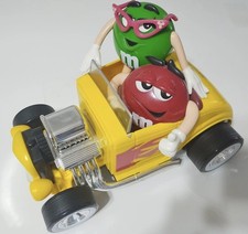 Vintage M&M's Rebel Without A Clue Yellow Hot Rod Car Candy Dispenser Red Green picture