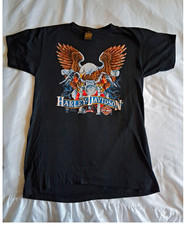 Harley-Davidson 3D Emblem Black Graphic T-Shirt Eagle Motorcycle Size M picture