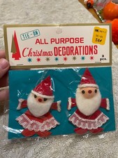 Vintage K-Mart Santa Claus Christmas Decoration in Package Tie-On MCM NEW picture