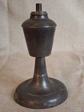 Antique Pewter Whale Oil Miniature Lamp Single Tube Burner Early American 1840s picture