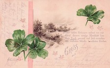 Postcard Vintage(1) AUT,Austria Gruss Aus/4-Leaf Clovers P 6/28/1899 (#913) picture