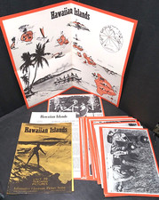 HAWAIIAN ISLANDS teachers aid 1946 Fergusson ILLUSTRATED MAP history culture HTF picture