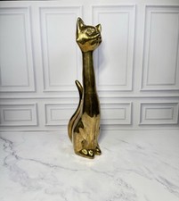 VTG Solid Brass LARGE Cat with Long Neck 18.5