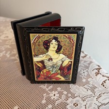 Vintage Art Nouveau Trinket Box Mucha Inspired Portrait Four Seasons Prague picture