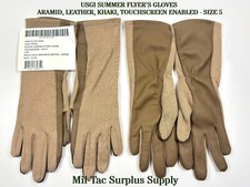 USGI SUMMER FLYER'S GLOVES, ARAMID, LEATHER, KHAKI, TOUCHSCREEN ENABLED - SIZE 5 picture