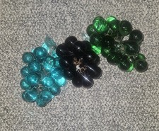 Beautiful Set of 3 Vintage Italian MCM Hand Blown Grape Clusters 60+ Grapes  picture