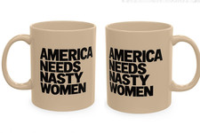 America Needs Nasty Women Mug, Bold Colors and Text Political Ceramic Coffee Cup picture