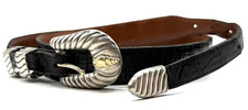 Bohlin Ahmad Kahn Two Moons Ranger Buckle Sterling Silver 14K Gold Alligator picture