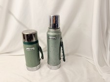 Old Vtg Pair Of 2 STANLEY ALADDIN Thermos 1QT A-944DH Wide Mouth A-1350B USA picture