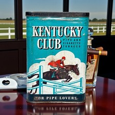 Vintage Kentucky Club Pipe And Cigarette Tobacco Pocket Tin Block Bros Co.*Empty picture