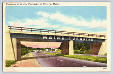 Kittery ME Maine Entrance To Maine Turnpike 1930s/40s Linen Postcard picture