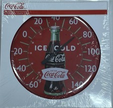 Coca-Cola Round Metal Wall Thermometer 90056 Coke Garage Bar Decor 12 Inch picture