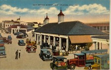 NEW ORLEANS LA ~ 1940's New French Market ~ Antique Automobiles Vintage Postcard picture