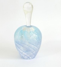 Vintage Nourot Art Glass Purfume Bottle, Blue Swirl 1989 in Original Box, Signed picture