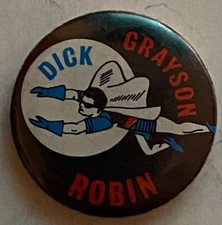 c1960s ROBIN Dick Grayson Pin - NICE Batman Pinback TV Show Comic Book Hero picture