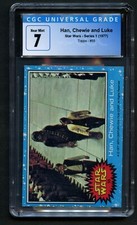 Han, Chewie and Luke #55 Topps Star Wars 1977 Series 1 Blue Trading Card CGC 7 picture