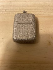 Antique Edward J. Haucks Vesta Postage Stamp Match Holder Case Box Pat 1883 picture