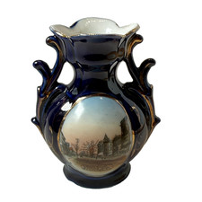 MAIN ST SOMERVILLE NJ NEW JERSEY  Souvenir Porcelain Trinket ANTIQUE COBALT picture