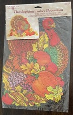 Vintage American Greetings Hinged Die-Cut Thanksgiving Turkey Decoration NOS picture