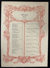 Vintage Alvaro London Italian Restaurant Menu 1967 Recipe Culinary Ephemera picture