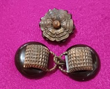 Antique Vintage Bakelite 2-Piece Cloak Fastener Button Lot-Victorian/Art Deco picture