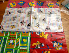 Vtg Disney Lot Gift Wrap Wrapping Paper 4 Prints Mickey Baby junk journal picture
