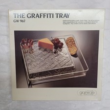 Vintage Grainware Graffiti Tray GW 967 Acrylic Cheese Cracker Serving Set 1989 picture