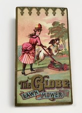 Vintage Victorian trade card the globe lawnmower Dog Lowell MA Bartlett & Dow picture