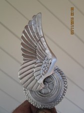 rare vintage flying tire ratrod hotrod car hood ornament  picture