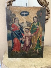 Early 19th Century Spanish Colonial Antique Oil Painting Of The Holy Family picture