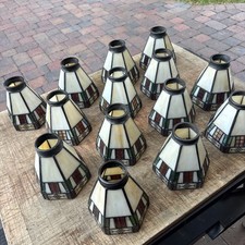 Lot 14 Vintage Tiffany Style Stained Glass Chandelier Lamp Shades picture