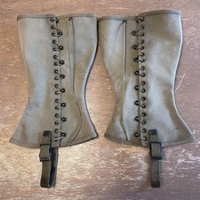 WWII U.S. Army M-1938 Canvas Dismounted Leggings Size 3R Pair Gaiters Dated 1941 picture