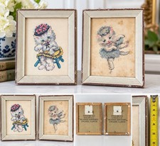 Vintage Kitten Cat Framed Prints Pair Reliance 412 MCM Kitsch Nursery Wall Art picture