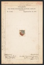 Peter Schoenhofen Brewing Company 1890 Trademark Lager Beer Shield S Logo picture