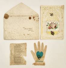1850s antique VICTORIAN HAIRWORK VALENTINE SARAH J CLARK chaplin ct LOVE picture