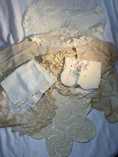 Vintage Large Lot of Doilies & Linens Mixed Sizes and Colors For Use or Crafts picture