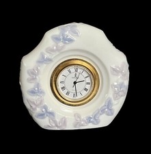 Vintage 1989 Lladro Porcelain Miniature Floral Mantel Clock Rare Collectible picture