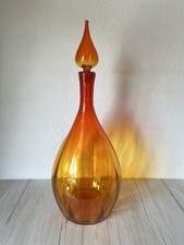 Blenko #6418 Glass Decanter With Stopper Tangerine Beautiful 22.5” VTG Optic picture