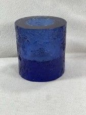 Vtg JI&OCobalt Blue Lucite Candle Holder Modern Ice Resin MCM picture