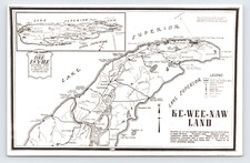 Ke-wee-naw Land Lake Superior Isle Royale Nat'l Park MI RPPC Map c1940 Postcard picture