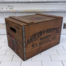 Anheuser-Busch Budweiser Wooden Beer Crate Box Vintage 1976 picture