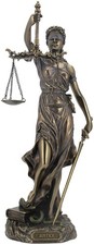 Cold Cast Bronze Cardinal Virtues Our Lady of Justice Statue Home Decorative picture