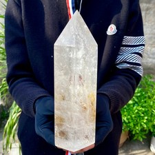 4.14LB Natural clear white crystal obelisk Crystal energy column Reiki healing picture