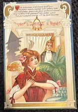 1911 Halloween Pretty Woman Love Wishbone Man On Window Winsch Back Postcard picture