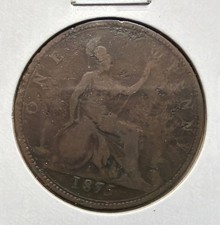 1875 Great Britain 1 Penny Bronze Coin-30.8MM-Victoria-KM#755 picture