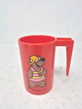 Vintage 1971 Red Plastic Cup Bubi Bear From The Hair Bear Brunch Hanna-Barbera picture