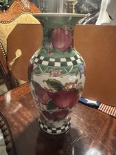 FRUIT VASE Vintage Hand Painted By Oriental Accents Fruit Motif picture