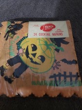 Vintage Package Of 24 Cocktail Napkin  Boy Hilding A Pumpkin 1950s picture