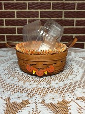 Vintage Longaberger Fall Halloween 1989  Darning Basket Candy Corn Wood Tie-On picture