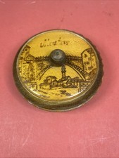 Vintage Wooden Pyrography Lid Mostar Bridge Souvenir Handcrafted Wood Burned Art picture